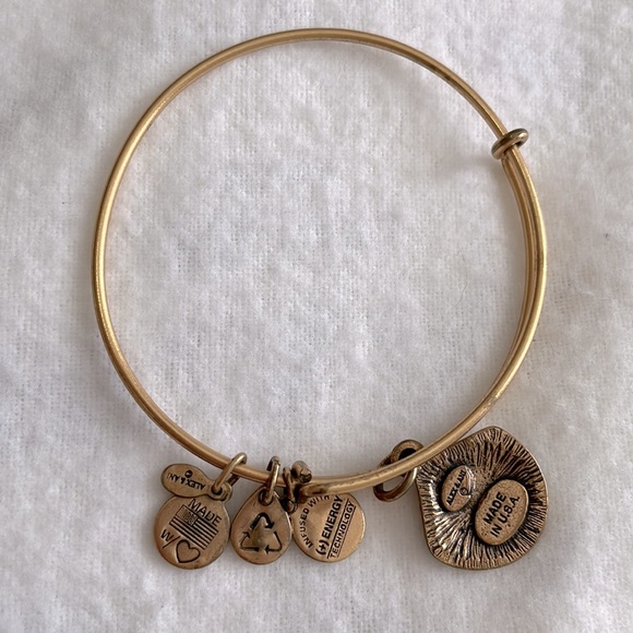 Alex and Ani Shell Charm Bangle Bracelet, Gold - Picture 3 of 3